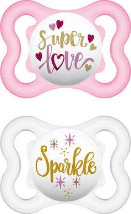 Mam Orthodontic Rubber Pacifiers for 2-6 months Air Super Love White - Pink 2pcs