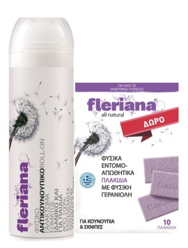 Fleriana Αντικουνουπικό Γαλάκτωμα Roll on 100 ml & Δώρο 10 Εντομοαπωθητικά Πλακίδια