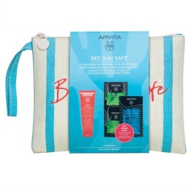 Apivita Promo Bee Sun Safe Hydra Sensitive Soothing Face Cream SPF50+ 50ml & Face Mask Aloe 2x8ml & Hair Mask Moisturizing 20ml