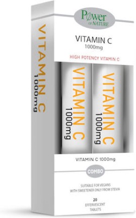Power Health Vitamin C 1000mg Πορτοκάλι 2 x 20 αναβράζοντα δισκία