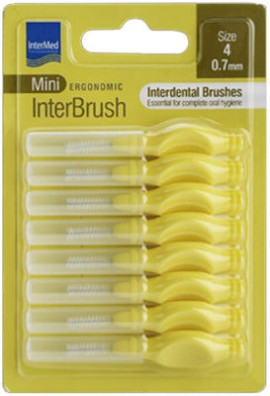 Intermed Ergonomic InterBrush Mini Size 4 Interdental Brushes Yellow 8pcs.