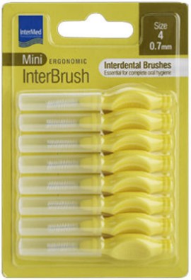 Intermed Ergonomic InterBrush Mini Size 4 Μεσοδόντια Βουρτσάκια Κίτρινα 8τμχ.