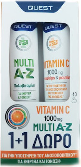 Quest Multi A-Z Τροπικά Φτούτα 20 αναβράζοντα δισκία & Vitamin C 1000mg Πορτοκάλι 20 αναβράζοντα δισκία