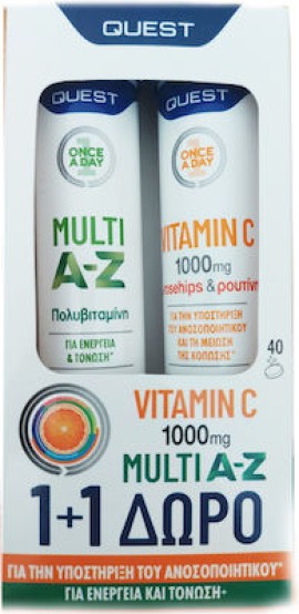 Quest Multi AZ Tropical Fruits 20 Effervescent Tablets & Vitamin C 1000mg Orange 20 Effervescent Tablets