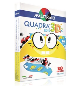 Master Aid Adhesive Pads Quadra 3D Boys for Children 20pcs