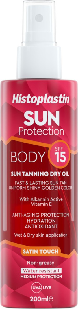 Histoplastin Sun Body Sun Tannning Dry Oil Satin Touch SPF15 200 ml