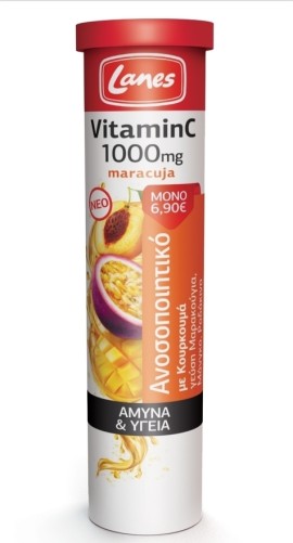 Lanes Vitamin C 1000mg with Turmeric and Taste of Maracugia, Mango & Peach 20eff.tabs