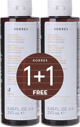 Korres Σαμπουάν Για Βαμμένα Μαλλιά Με Ηλίανθο & Τσαί Του Βουνού 2x2...