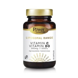 Power of Nature Liposomal Range Vitamin C 300 mg + Vitamin D3 1000 IU 30 caps