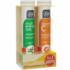 PharmaLead Multi Energy Multivitamin with Fruit Mix Flavor 20 effervescent tablets + Gift Vitamin C 1000 mg 20 effervescent tablets