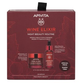 Apivita Wine Elixir Night Beeauty Routine Κρέμα Νύχτας για Ανανέωση & Lifting 50 ml + Λάδι Προσώπου Αναδόμησης & Σύσφιξης 30 ml