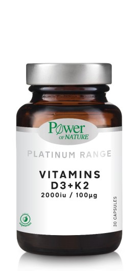 Power of Nature Platinum Range Vitamins D3 2000 IU + K2 100 μg 30 capsules