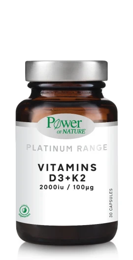 Power of Nature Platinum Range Vitamins D3 2000 IU + K2 100 μg 30 κάψουλες