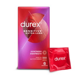 Durex Sensitive Extra Lube Λεπτά Προφυλακτικά με Έξτρα Λιπαντικό 6 τμχ