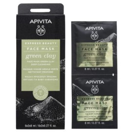 Apivita Express Beauty Face mask Green clay Deep cleansing 2 x 8 ml