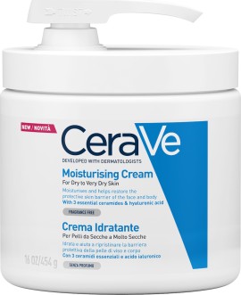 CeraVe Moisturising Cream Ενυδατική Κρέμα Για Ξηρή Έως Πολύ Ξηρή Επιδερμίδα Με Αντλία 454 gr