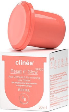 Clinéa Reset n Glow Age Defense & Illuminating Day Cream SPF20 Refill Κρέμα Ημέρας Αντιγήρανσης & Λάμψης 50 ml