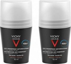 Vichy Homme Deodorant Anti-Transpirant Roll-On 48h 50ml 1+1