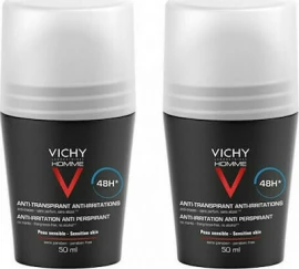 Vichy Homme Deodorant Anti-Transpirant Roll-On 48h 50ml 1+1