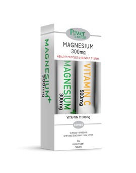 Power of Nature Magnesium 300 mg 20 eff tabs & Vitamin C 500 mg 20 eff tabs