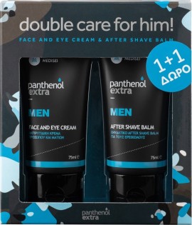 Panthenol Extra Men Double Care for Him Face-Eye Cream Αντιρυτιδική Κρέμα 75 ml & After Shave Balm για μετά το Ξύρισμα 75 ml